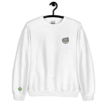 Matcha Embroidered Crewneck Sweatshirt, Matcha Gift, Matcha Lover Sweater, Matcha Mug Latte Art, Embroidery Sweater, Cute Matcha Tea Shirt